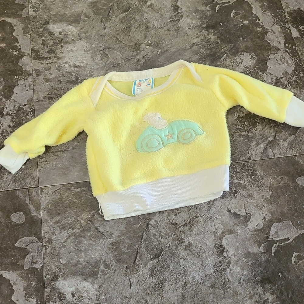 Vintage Baby Yellow Animal Car Print Tuff Cookie Sweatshirt 3/6 Months